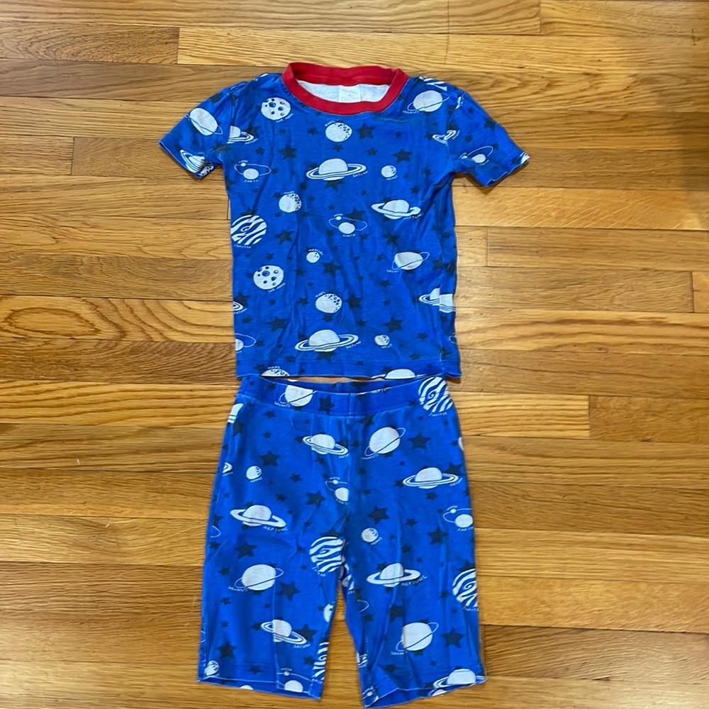 Mini Boden 9y blue short pjs, glow in the dark planets